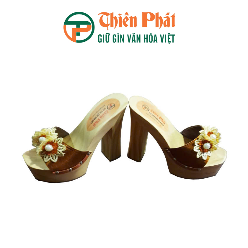 guốc gỗ gỗ thông gót trụ cao 12cm